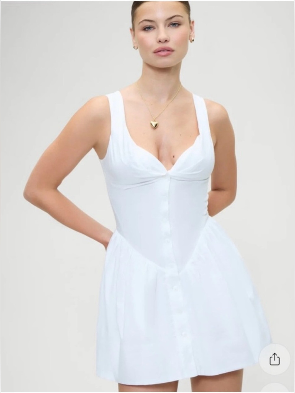 New FRANKIE’S BIKINIS Charlotte Poplin Corset Mini Dress White Cotton Short NWT